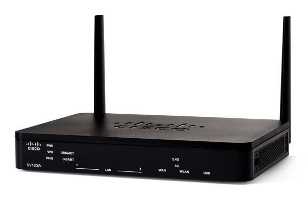 verdrietig Mona Lisa Eenheid Cisco RV160W VPN Router wireless router Gigabit Ethernet Black 1 RJ-45 SFP  Gigabit Ethernet, 4 RJ-45 Gigabit Ethernet, 2x2 802.11ac, 630g